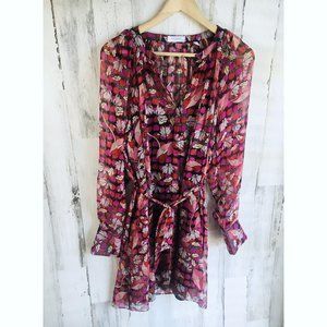 NWOT EQUIPMENT Femme Jean Yves Belted Floral Silk Chiffon Shirt Dress M